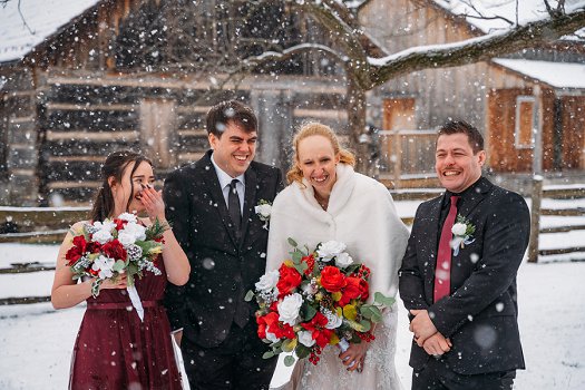 wedding party having fun